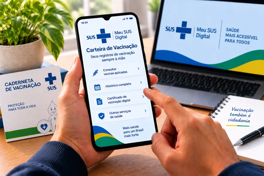 Pessoa acessando informações de saúde pelo celular