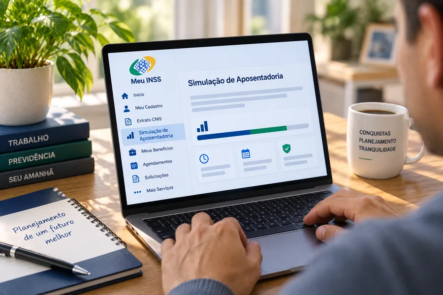 Pessoa consultando informações sobre aposentadoria e Meu INSS pelo celular