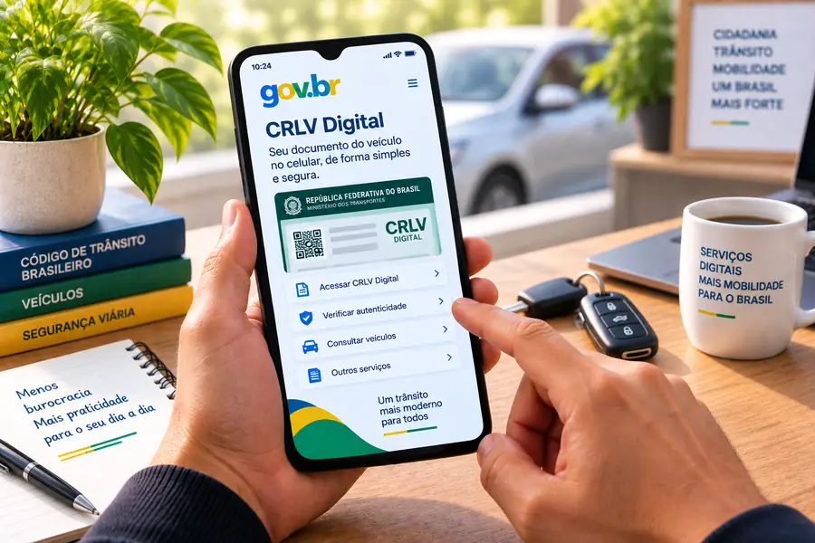 Proprietário de veículo consultando o CRLV Digital pelo celular