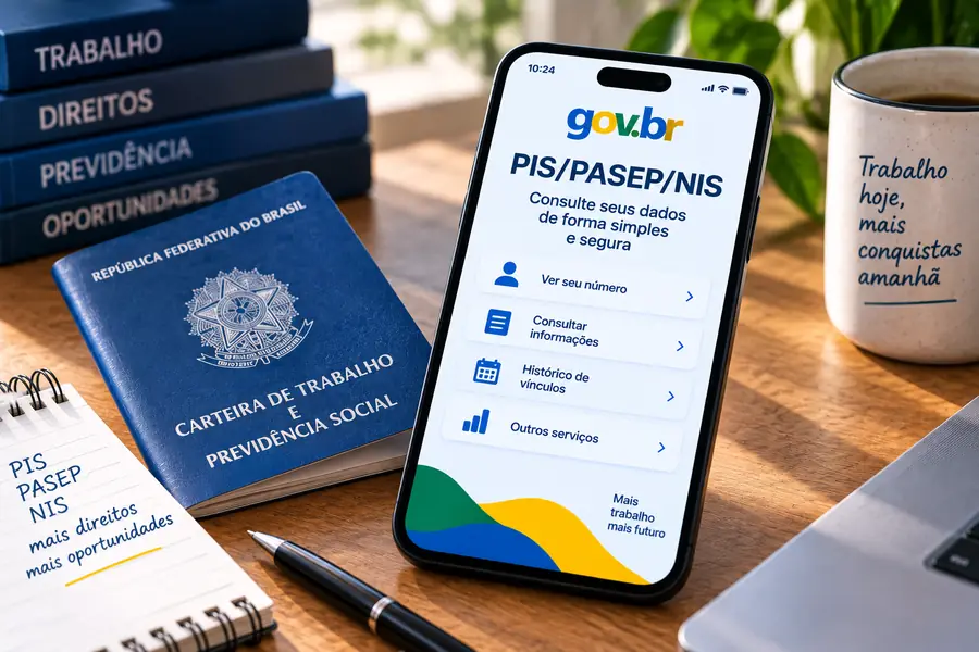 Pessoa consultando dados do PIS, PASEP e NIS pelo celular