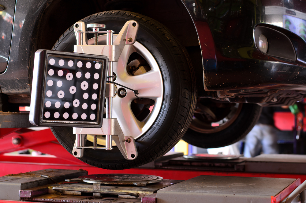 alignment tool installed on a vehicle tire