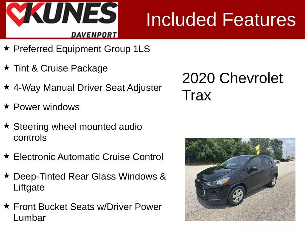 Used 2020 Chevrolet Trax LS with VIN KL7CJKSB4LB032458 for sale in Davenport, IA