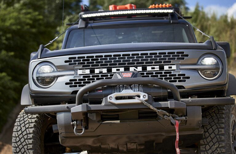 front end of a black 2021 Ford Bronco 2-Door