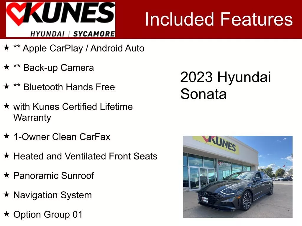 Used 2023 Hyundai Sonata Limited with VIN KMHL34J2XPA291764 for sale in Sycamore, IL