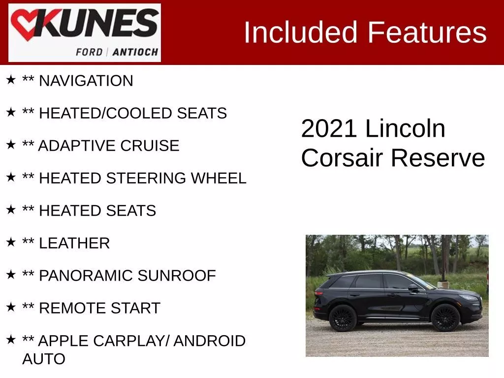 Used 2021 Lincoln Corsair Reserve with VIN 5LMCJ2D98MUL01900 for sale in Antioch, IL