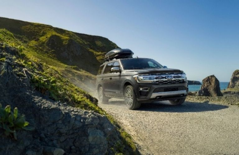 The 2022 Ford Expedition on a rocky terrain