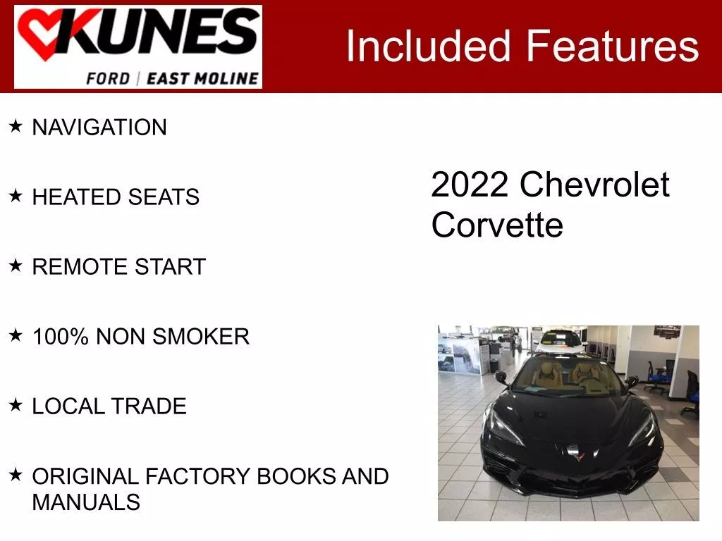 Used 2022 Chevrolet Corvette 3LT with VIN 1G1YC3D46N5122812 for sale in East Moline, IL