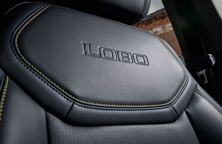 Close Up of Embossed Lobo Logo in 2025 Ford Maverick Lobo Interior