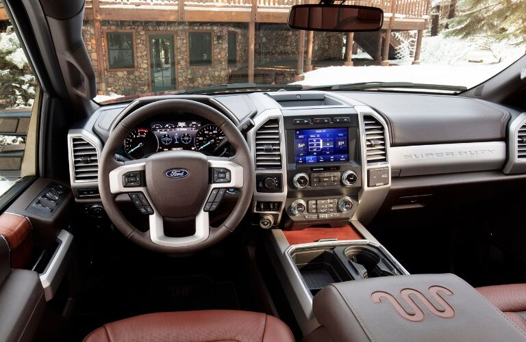 driver dash and infotainment system of a 2021 Ford Super Duty