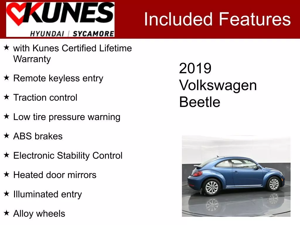 Used 2019 Volkswagen Beetle S with VIN 3VWFD7AT8KM719395 for sale in Sycamore, IL