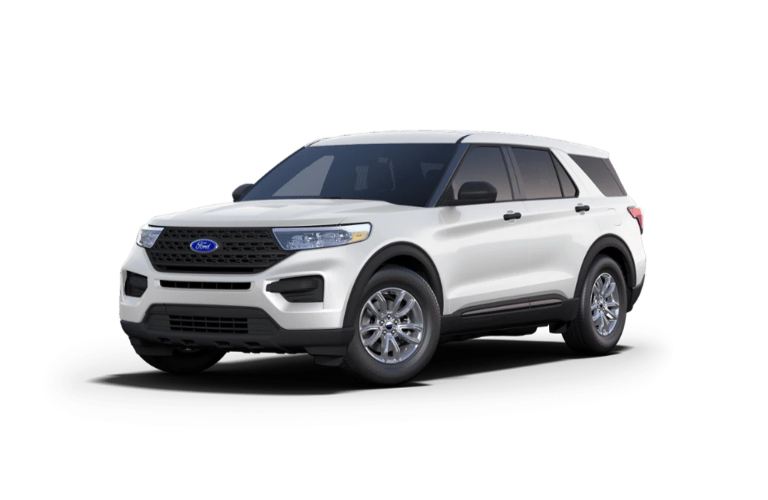 Front view of the 2021 Ford Explorer Oxford White