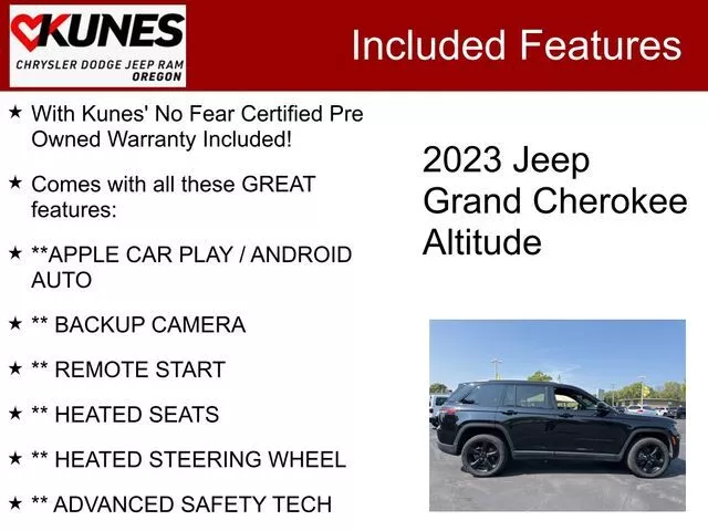 Used 2023 Jeep Grand Cherokee Altitude with VIN 1C4RJHAG8PC619372 for sale in Oregon, IL