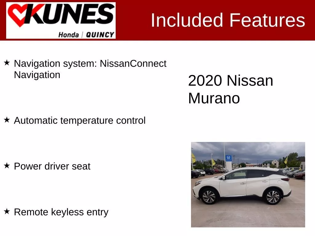 Used 2020 Nissan Murano SL with VIN 5N1AZ2CSXLN119499 for sale in Quincy, IL