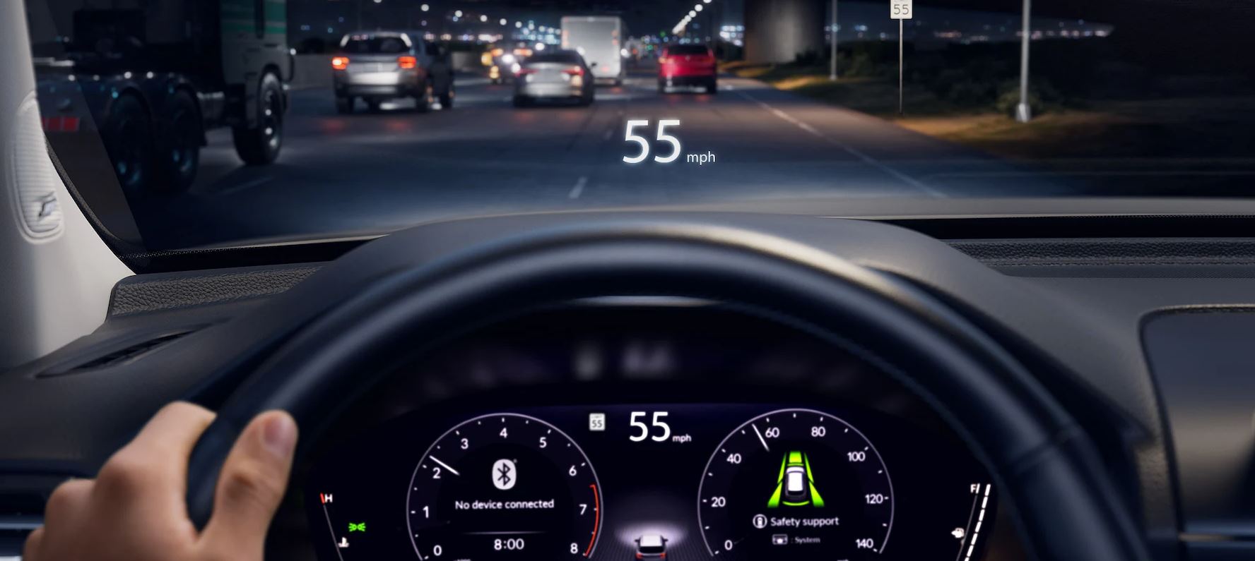 cruise controlled speed displayed on the windshield of the 2025 Honda Pilot