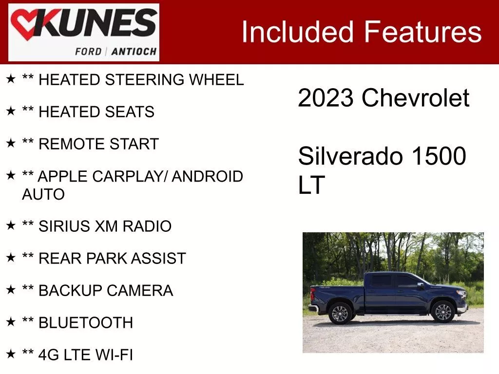 Used 2023 Chevrolet Silverado 1500 LT with VIN 3GCPDDEK5PG138403 for sale in Antioch, IL