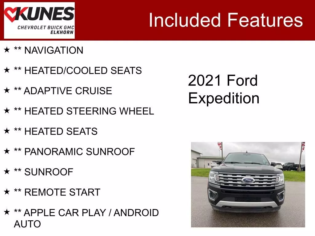 Used 2021 Ford Expedition Limited with VIN 1FMJU2AT1MEA39939 for sale in Elk Horn, WI