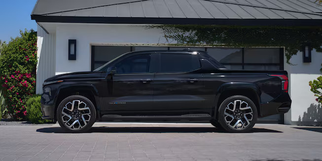 A Chevrolet Silverado EV parked.