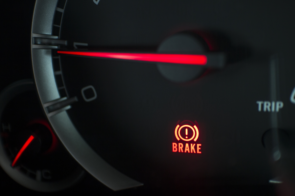 brake light illuminated on a dashboard