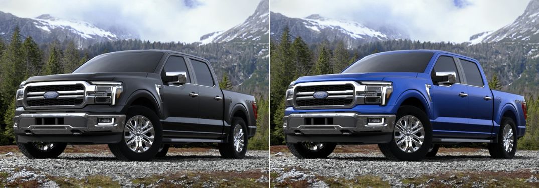 Agate Black Metallic and Atlas Blue Metallic 2024 Ford F-150 Models