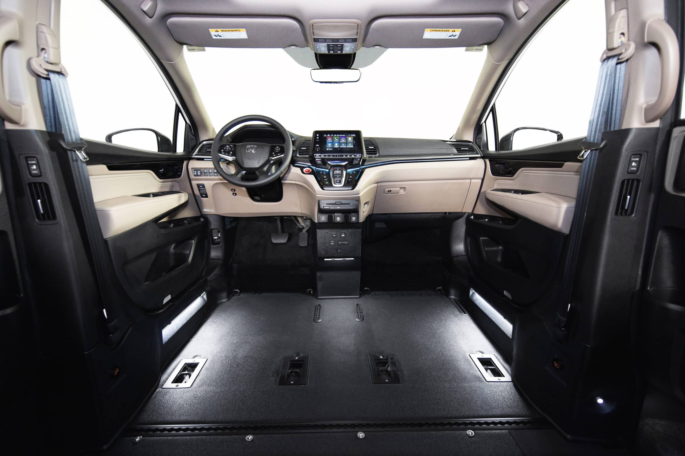 Honda Odyssey mobility van interior; view from back of van