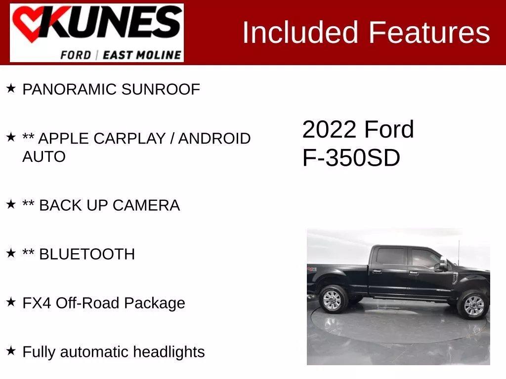 Used 2022 Ford F-350 Super Duty Platinum with VIN 1FT8W3BT2NEE99131 for sale in East Moline, IL