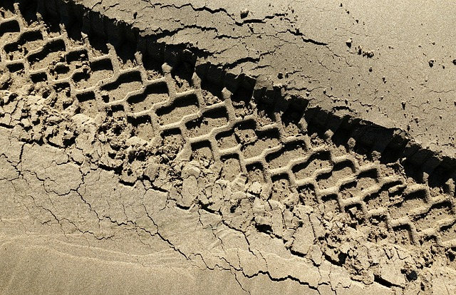 Tire Tracks in Sand