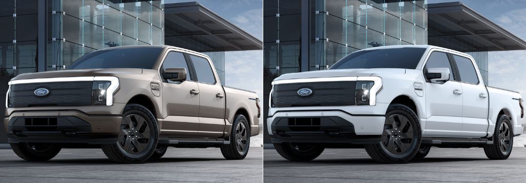 Stone Gray and Star White 2023 Ford F-150 Lightning Models