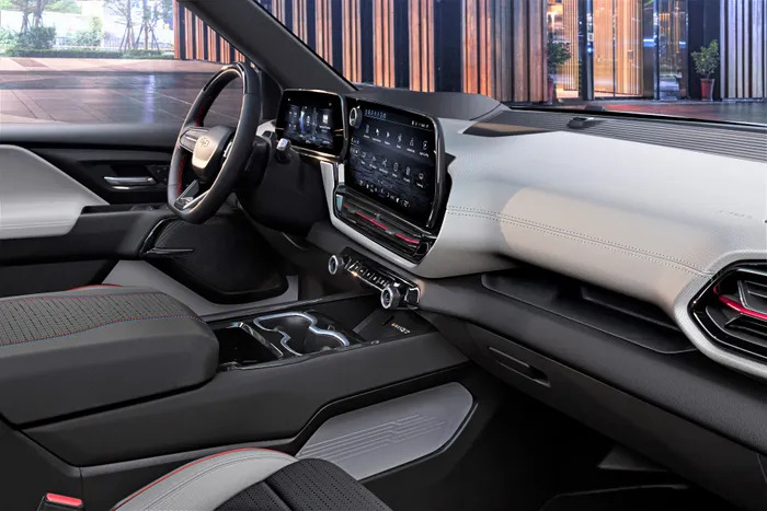 The front interior of the silverado ev.