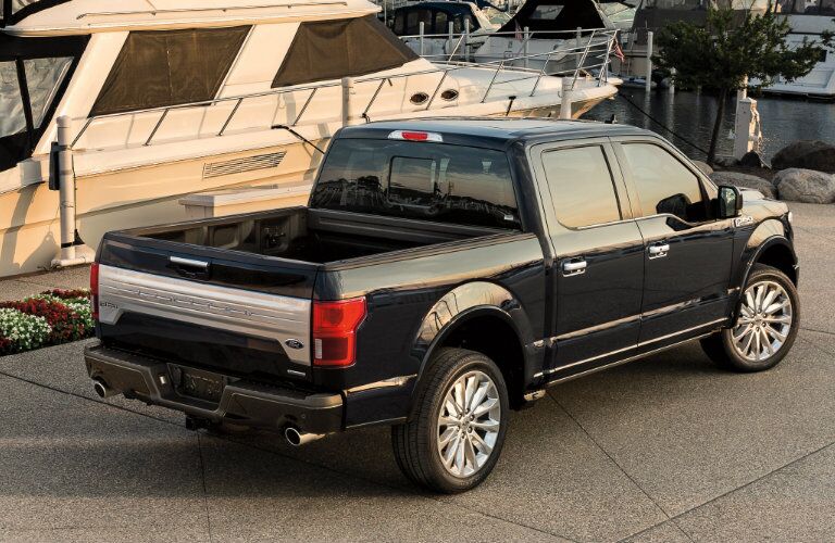 side view of a black 2019 Ford F-150 Limited