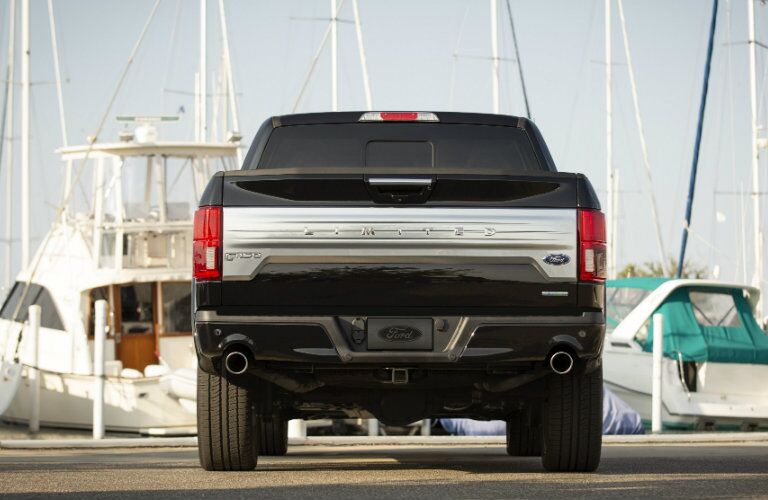 rear view of a black 2019 Ford F-150 Limited