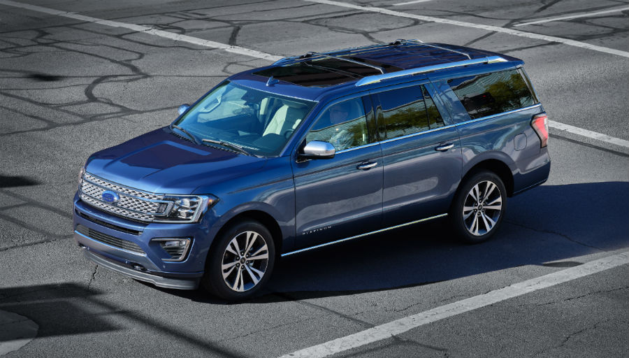 high angle view of a blue 2021 Ford Expedition