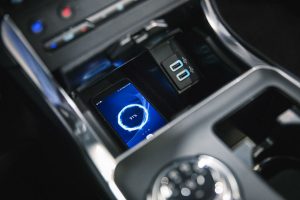 close up of the wireless charging pad in the 2019 Ford Edge ST