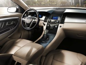 high-angle view of the front interior of a 2019 Ford Taurus