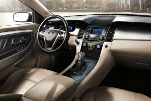front passenger space and infotainment system of the 2018 Ford Taurus