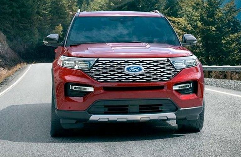 front view of a red 2021 Ford Explorer ST