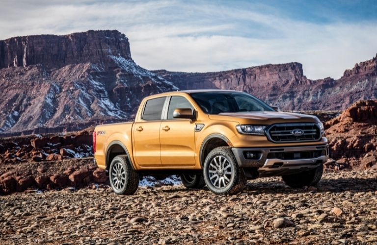 Gold 2019 Ford Ranger on a Mountain Trail