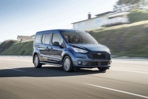 front view of a blue 2020 Ford Transit Connect