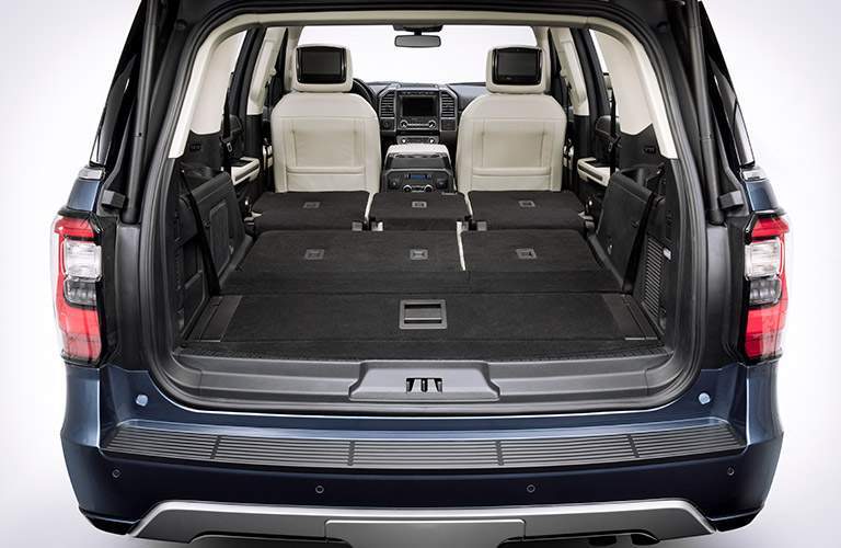 rear cargo area of a 2018 Ford Expedition with all seats down