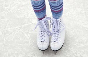 close up of ice skates