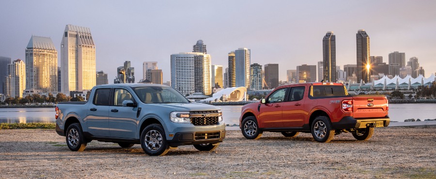 a pair of 2022 Ford Maverick compact trucks