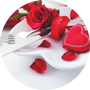 Red Roses and Hearts on a Dinner Plate