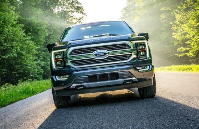 front view of a black 2021 Ford F-150 Hybrid