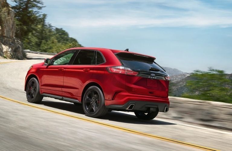 2021 Ford Edge back view on road