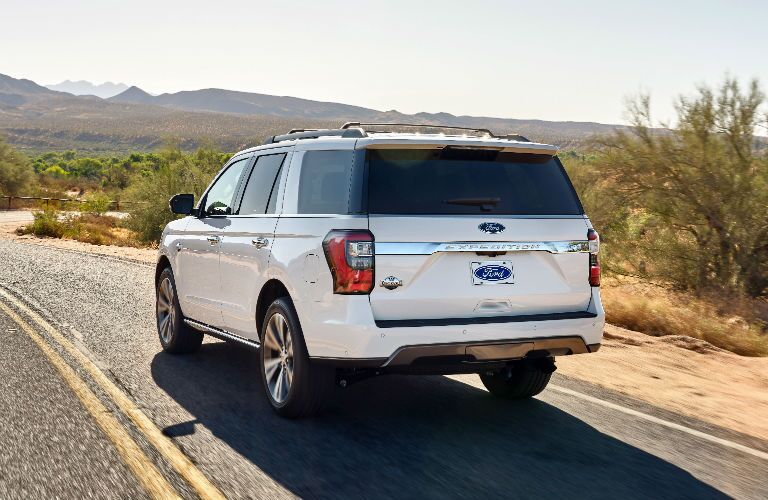 rear view of a white 2020 Ford Expedition
