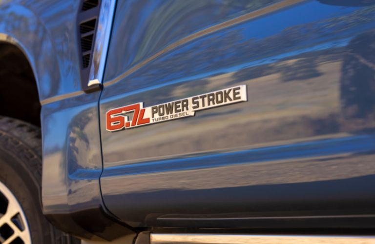 Close Up of 2023 Ford Super Duty Power Stroke Diesel Badge