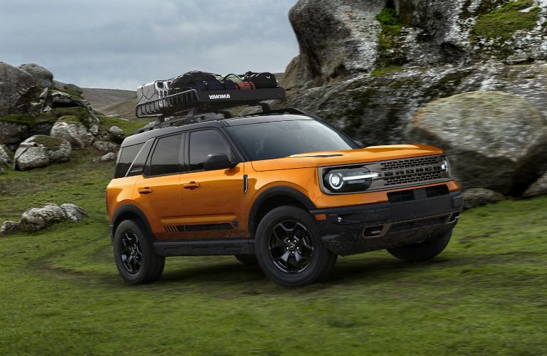 side view of an orange 2021 Ford Bronco Sport