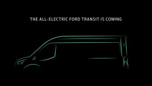 green neon outline of an all-new 2022 Ford Transit