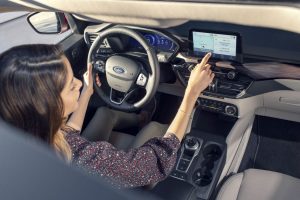 high angle view of the front interior of a 2021 Ford Escape