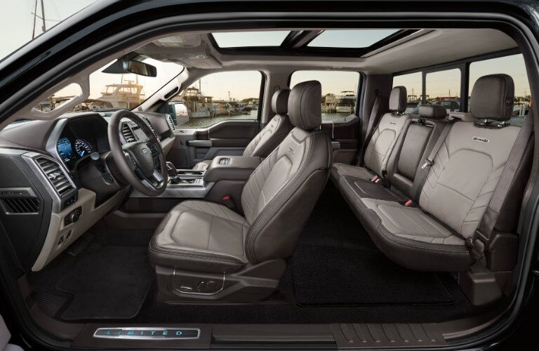 side view of the full interior of a 2019 Ford F-150