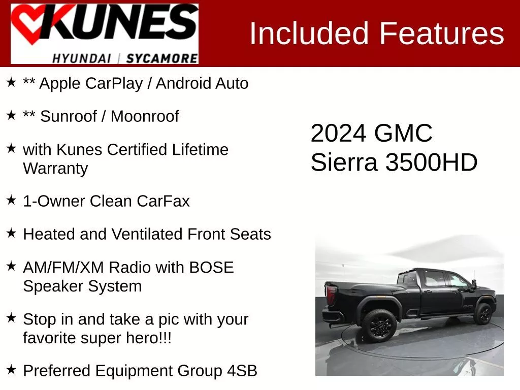 Used 2024 GMC Sierra 3500HD AT4 with VIN 1GT49VEY2RF137955 for sale in Sycamore, IL